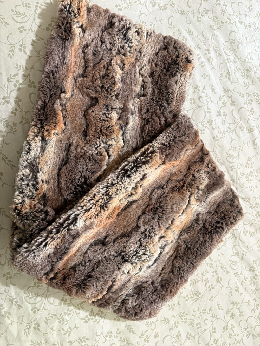 Plush Faux Fur Scarf Wrap - Brown Multi